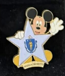 2001 Disney Pin 100 Years of Dreams #100 State Flag Massachusetts Mickey Mouse