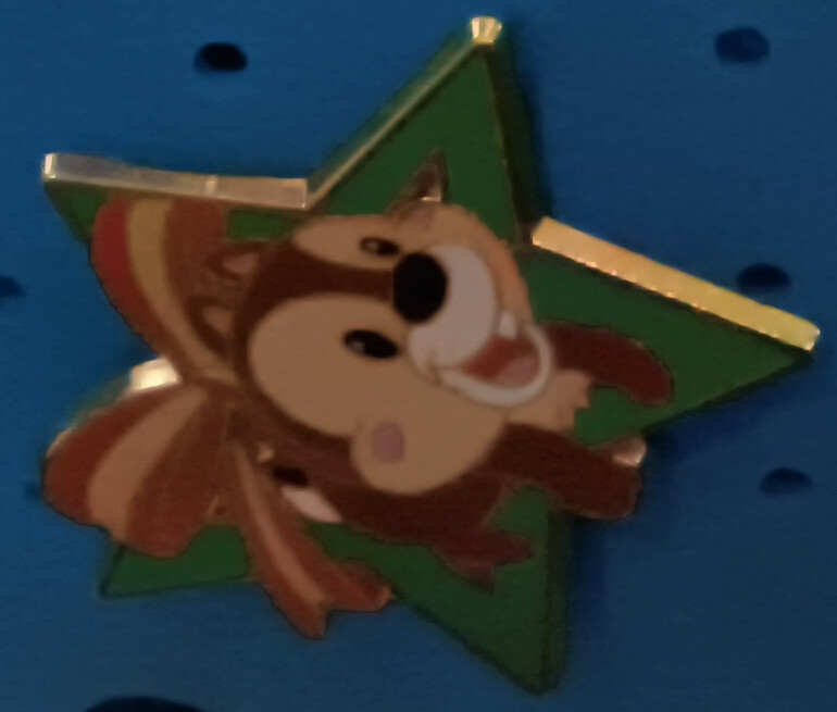 Chip & Dale - Chip Green Star Bow Smile Individual Disney Park Trading Pin 