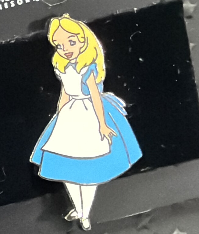 Disney Alice In Wonderland Alice Curtsy Silver Metal Release Pin! 2007!